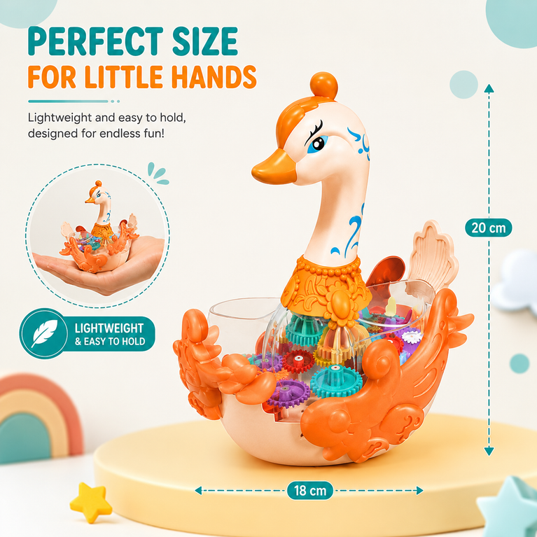 Gear Swan Musical Light & Gear Rotation Toy with Universal Wheel for Kids
