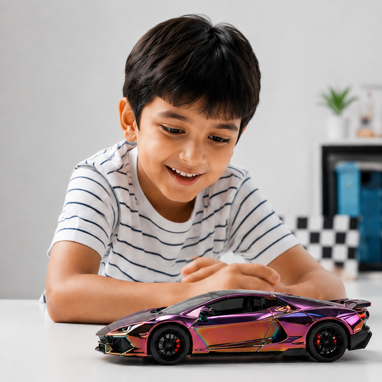 Premium Die-Cast Colour-Shifting Sports Car Toy with Openable Doors & Detailed Interior for Kids