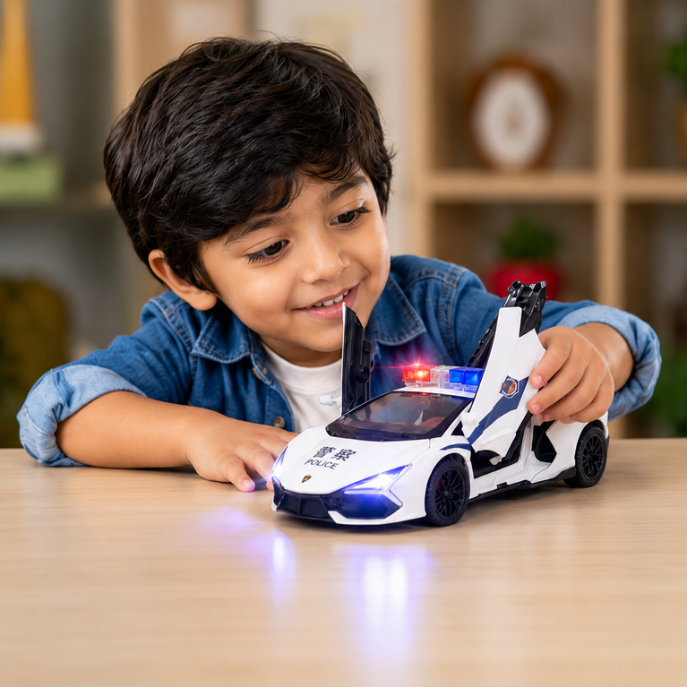 Racing Police Supercar Toy for Kids | Openable Doors, Lights & Realistic Design