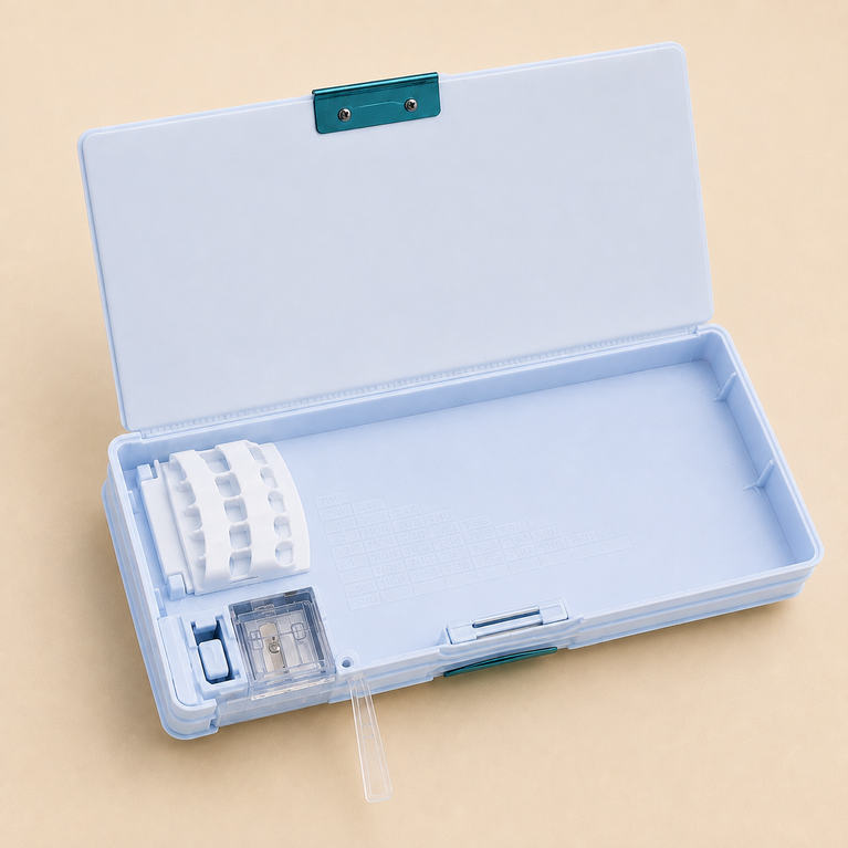 Basketball Pencil Box for Kids with Built-In Sharpener | Blue