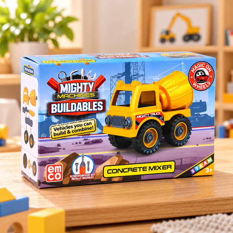 Mighty Machines Buildable Concrete Mixer Truck Toy for Kids