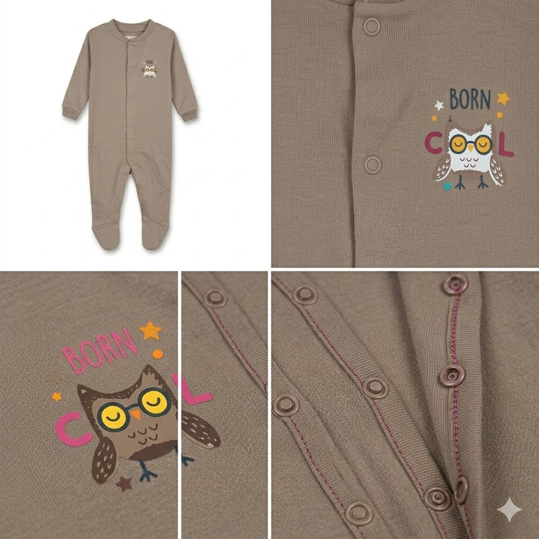 Ninos Worlds Interlock Knit Full Sleeves Footed Sleep Suits With Print & Patch Pack of 3 - Multicolor