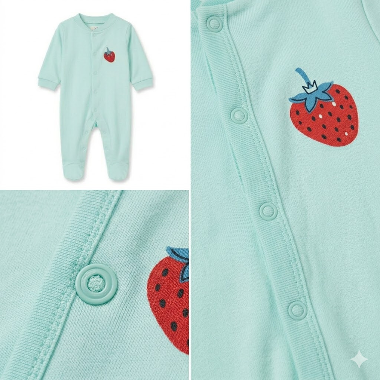 Ninos Worlds Interlock Knit Full Sleeves Footed Sleep Suits With Print & Patch Pack of 3 - Multicolor