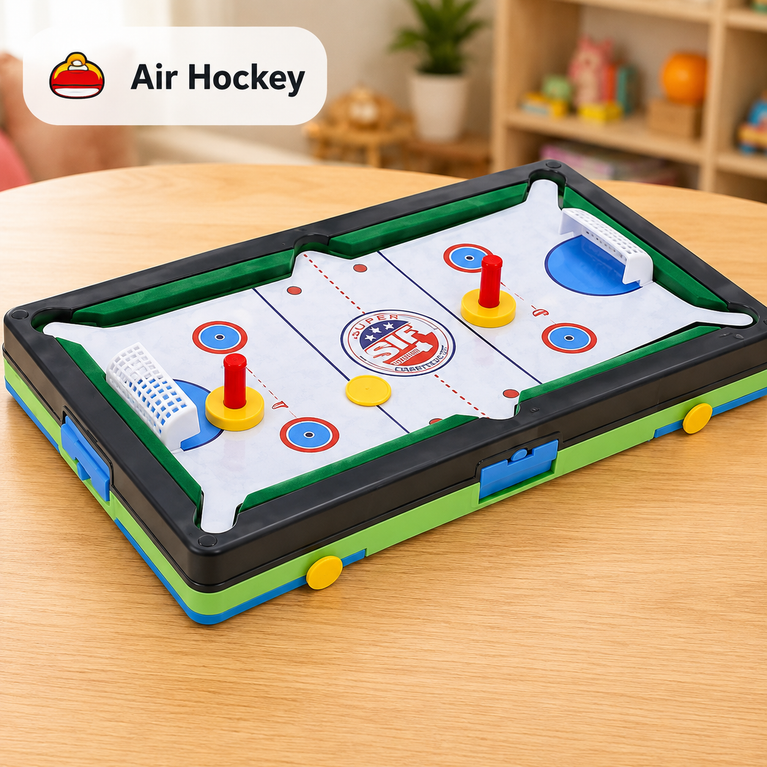 7-in-1 Tabletop Game Set for Kids | Mini Pool, Basketball, Football, Bowling, Golf, Air Hockey & Curling | Portable Indoor Family Board Game