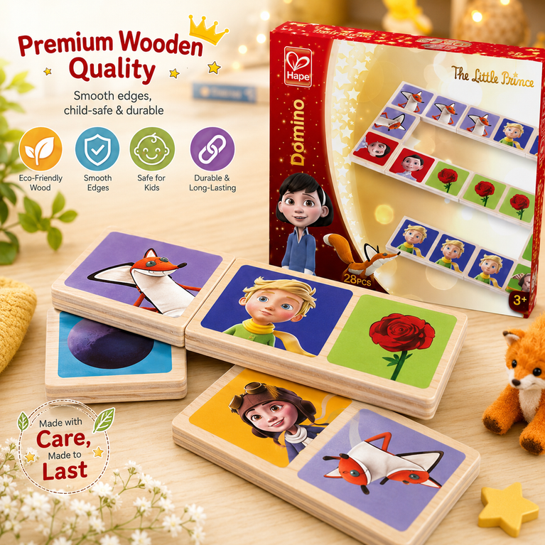 The Little Prince Wooden Domino Matching Game – 28 Pieces Educational Memory & Logic Toy for Kids Age 3+ | Picture Matching Puzzle Board Game