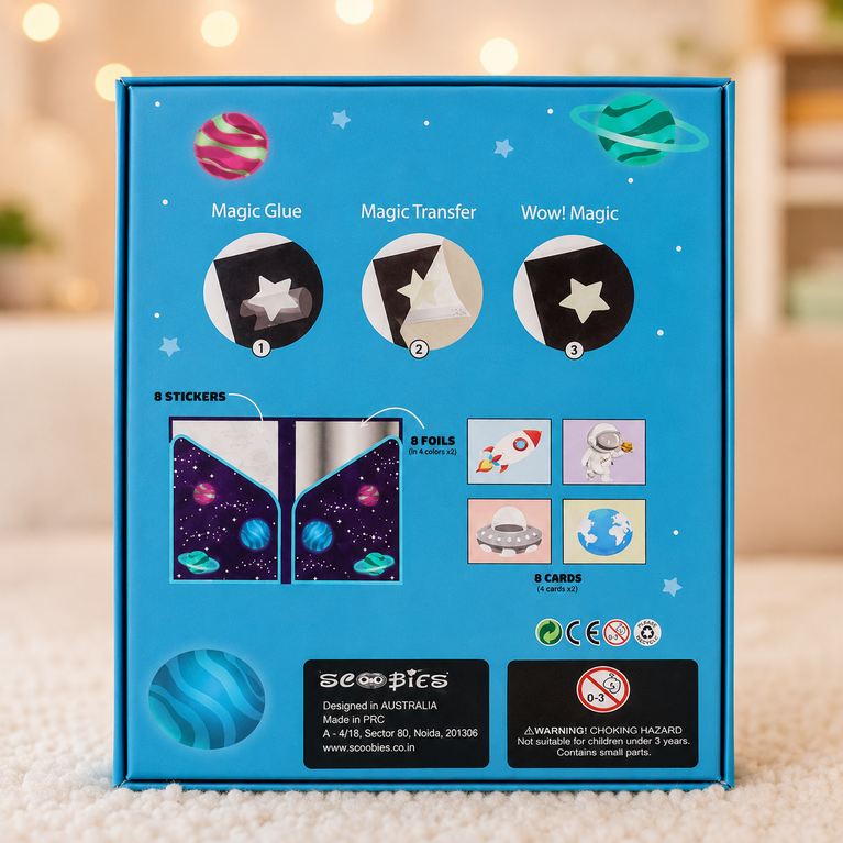 Space Foil Art Craft Kit for Kids | DIY Metallic Sticker Activity Set (6+ Years)