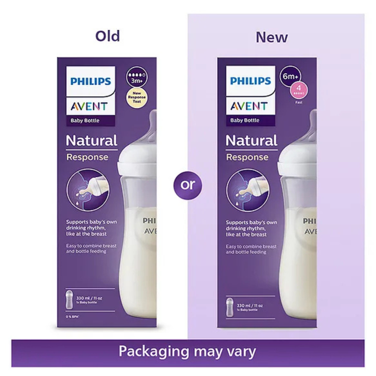 Philips Avent-Natural Response 330 ml Baby Feeding Bottle | Uniquely Designed Nipple releases milk only when baby drinks | Pack of 1, (SCY906/01)