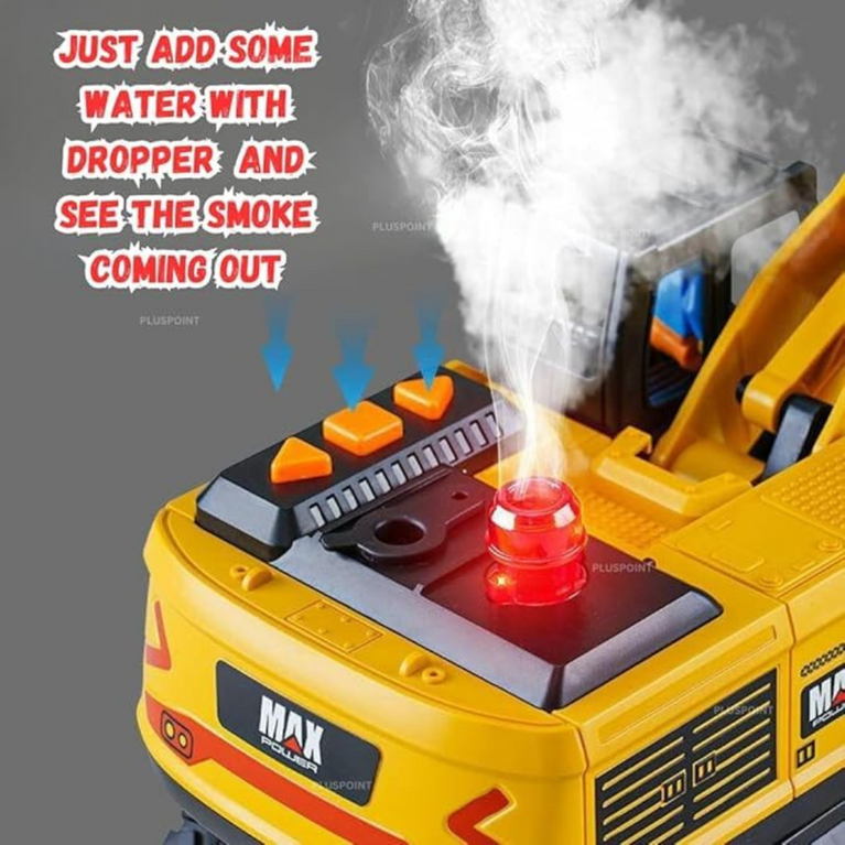 Nino's Oversized Excavator Toy Truck with Lights, Music & Smoke (Yellow)