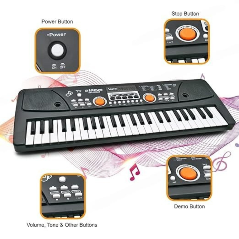 NINOS 49-Key Digital Piano Keyboard with Microphone – Portable Electronic Organ