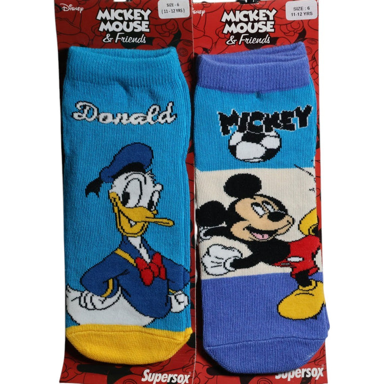 Mickey Mouse & Friends Kids Cotton Ankle Socks | Mickey, Donald Duck & Goofy | Soft & Breathable | Multicolor | Pack of 3
