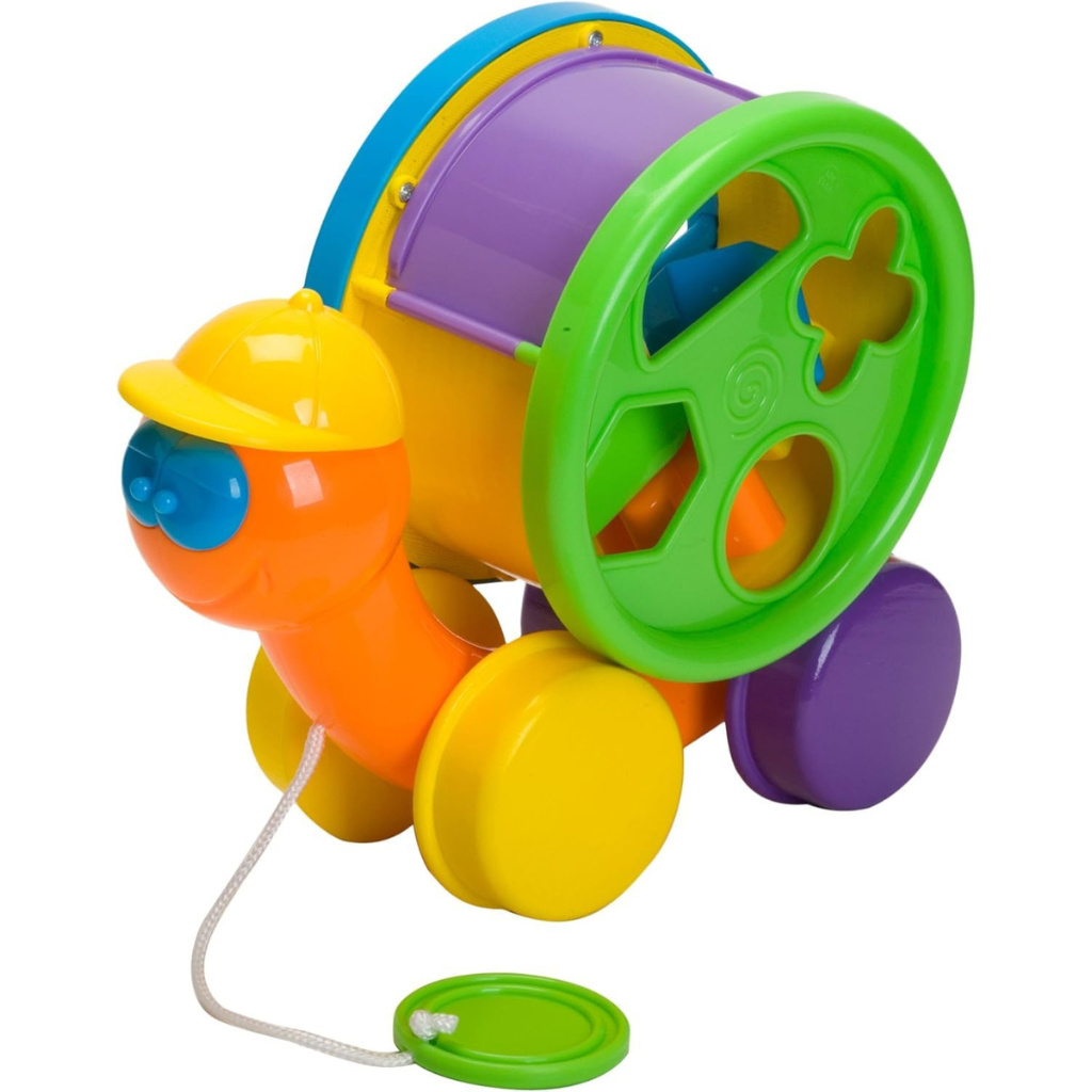 Kids Pull Along Turtle Toy Shape Sorting Rolling Toy with Wheels Learning Activity Toy for Toddlers