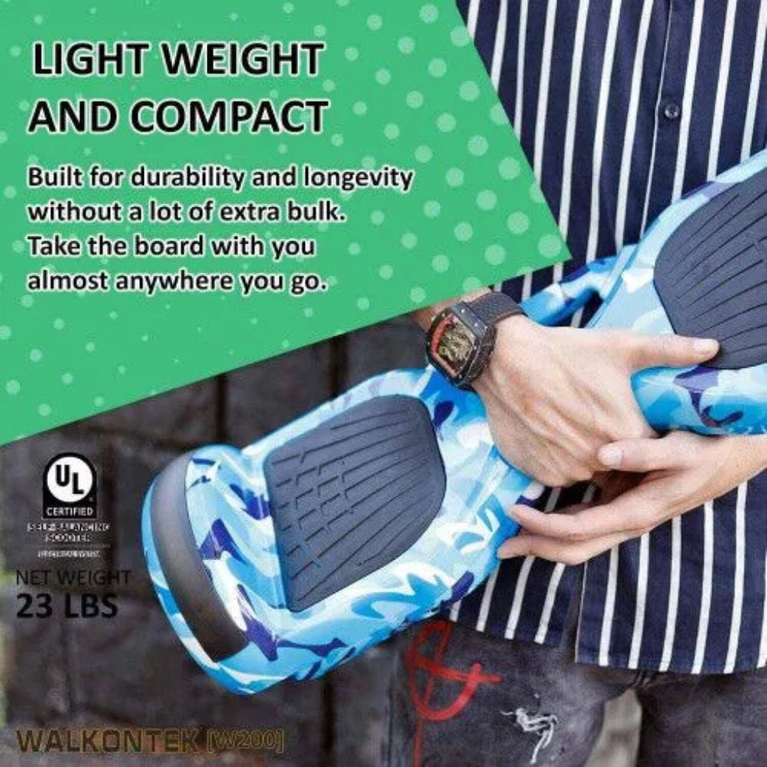 Hoverboard India- Self-Balancing Electric Scooter 6.5 Inch Hoverboard for Adults and Kids with LED Light & Carry Handle (Military Blue)