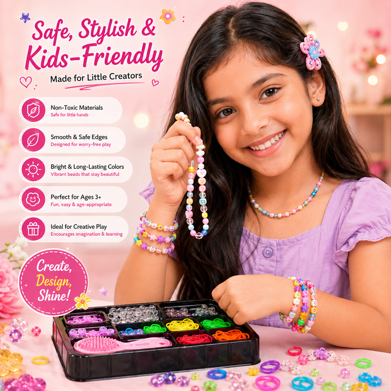 DIY Beads & Bracelet Making Kit for Kids | Fashion Bosse Jewelry Craft Set