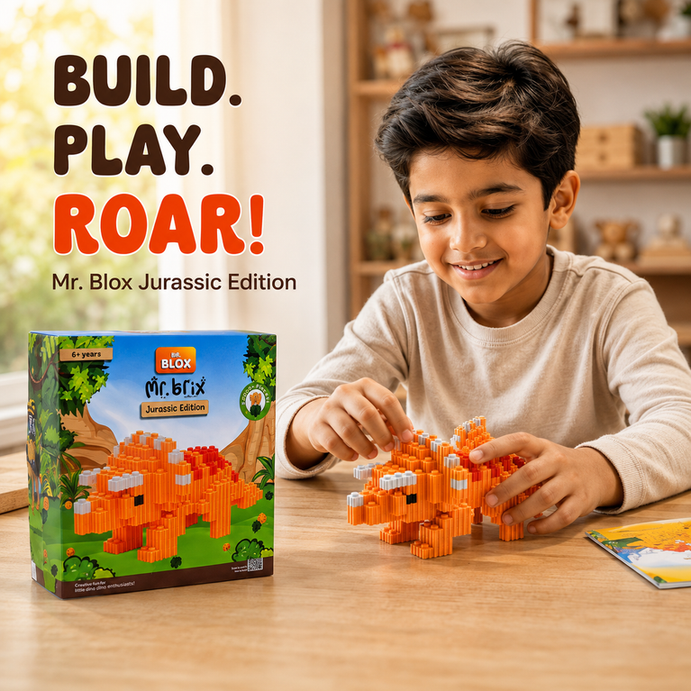 Mr. Blox Jurassic Edition Dinosaur Building Blocks Set for Kids 6+ | 410 Pieces