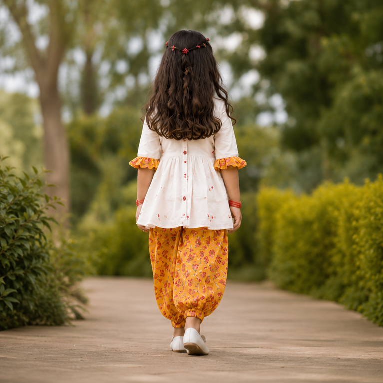 Krazy Girls Embroidery and Mirror work with Floral Printed  Pure Cotton Kurta with Salwar Set