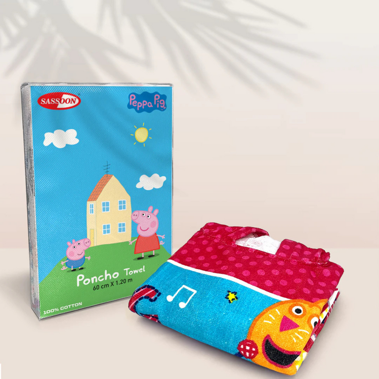 SASSOON Peppa Pig Kids Hooded Poncho in 400 GSM