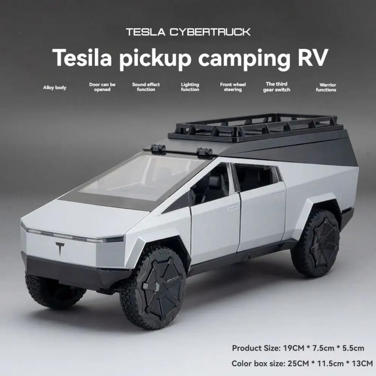Nino's Tesla Cybertruck 1:24 Diecast Car with Lights & Sound