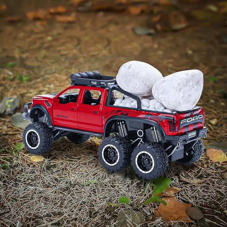 Nino's F150 Raptor 1:24 Diecast Truck with Bike, Lights & Sound (Black/Red)