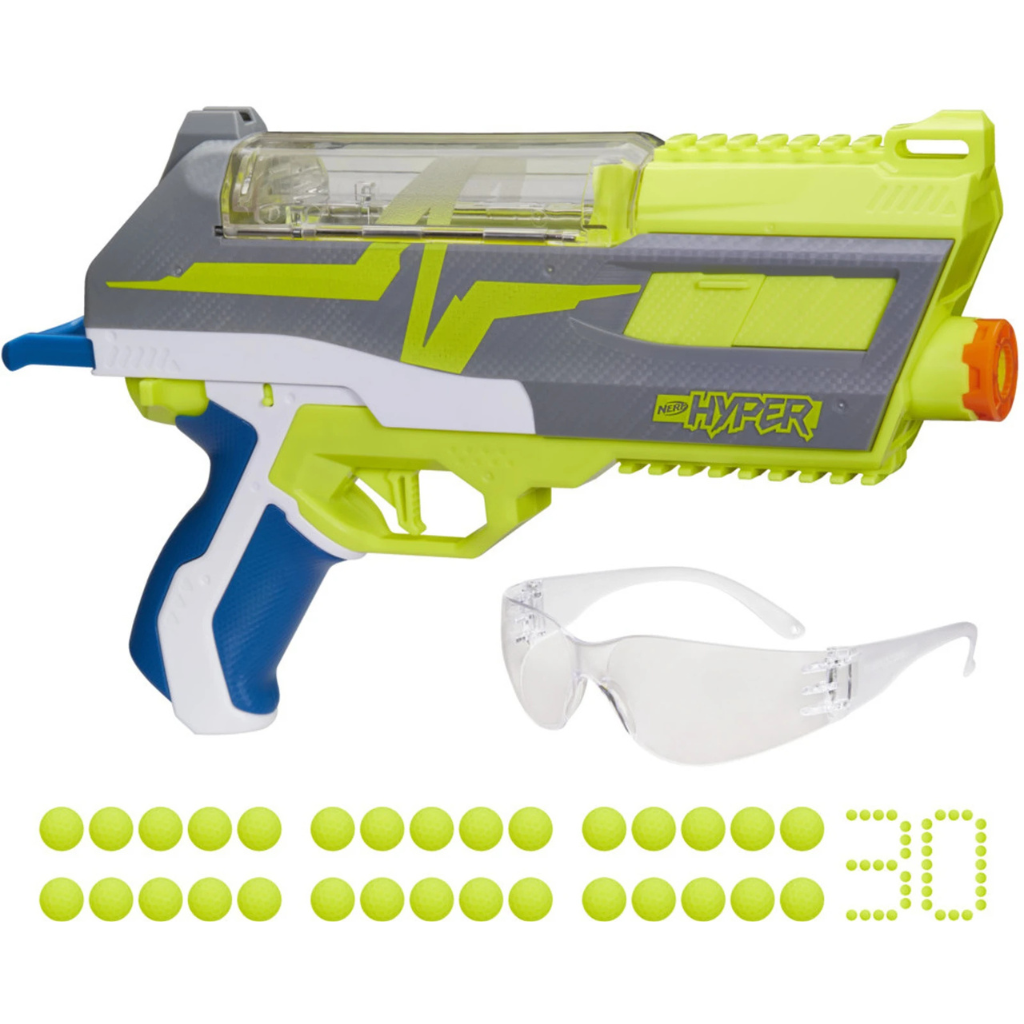 Nerf Hyper Impulse-40 Blaster, 30 Nerf Hyper Rounds, Spring-Open Instant Reload Hopper, Up To 110 FPS Velocity, Eyewear Included, 14Y+