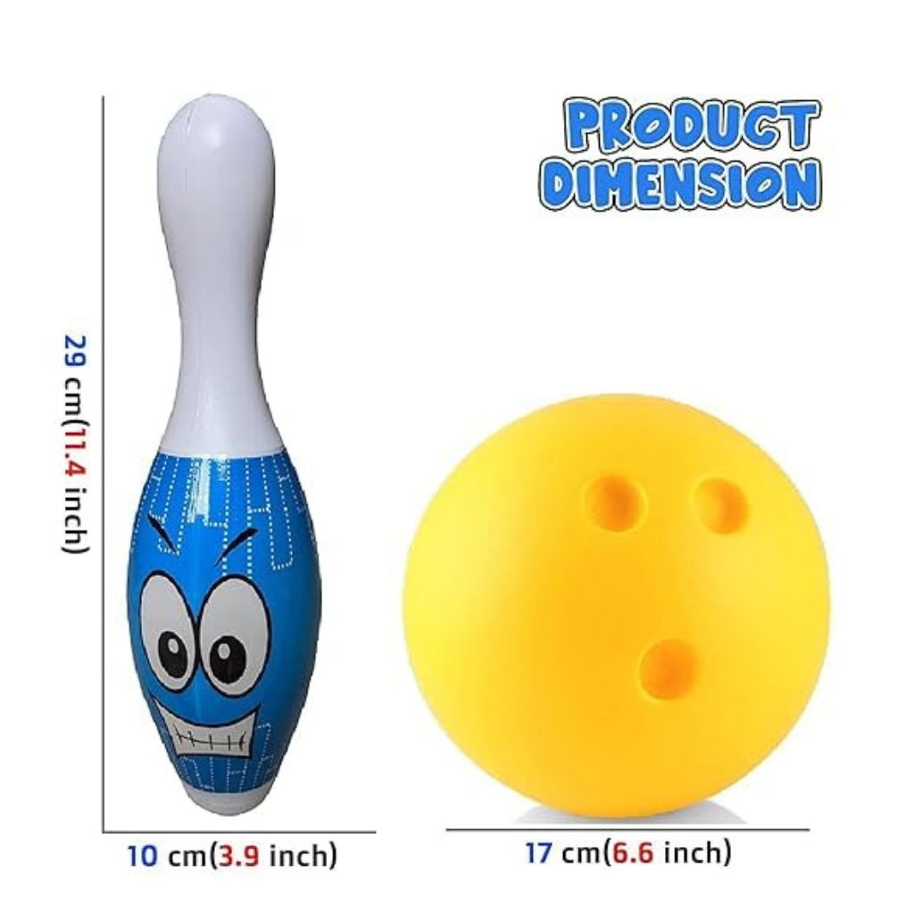 Ninos Big Size Bowling Play Set with 6 Big Pins and 1 Easy Insert Finger Ball Toy for Kids