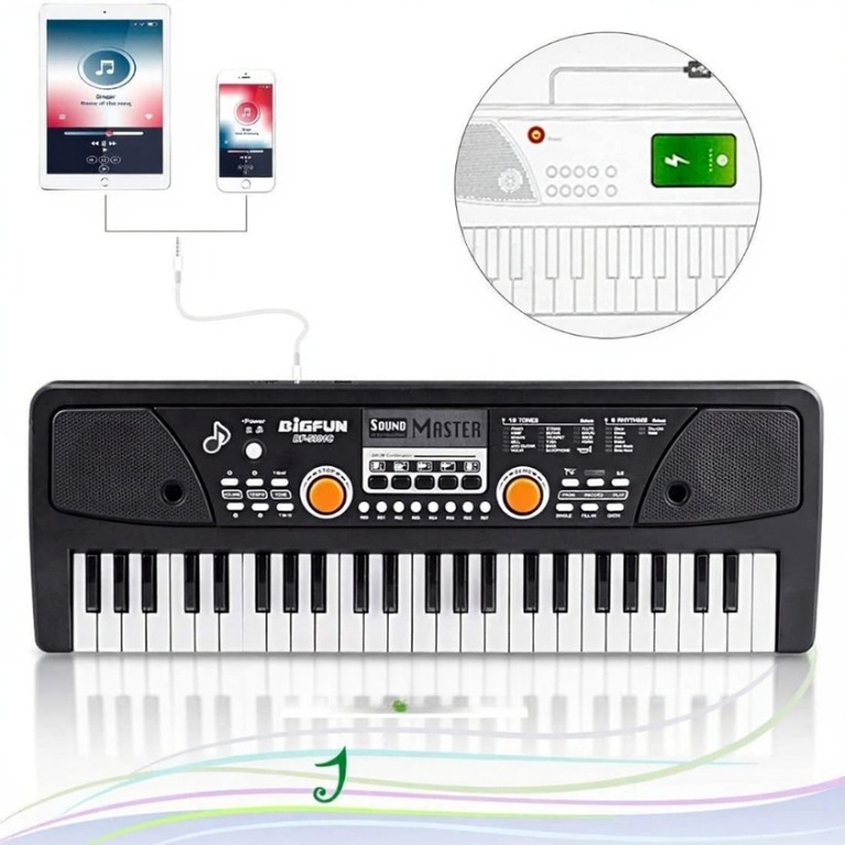 NINOS 49-Key Digital Piano Keyboard with Microphone – Portable Electronic Organ