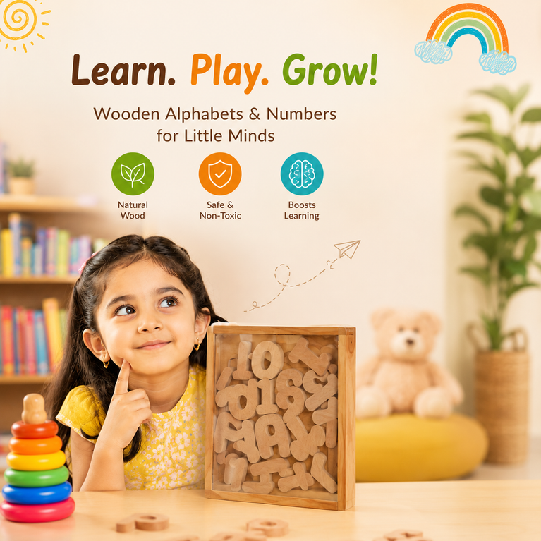 Wooden English Alphabet Puzzle Board for Kids | Montessori ABC Letter Learning Educational Toy
