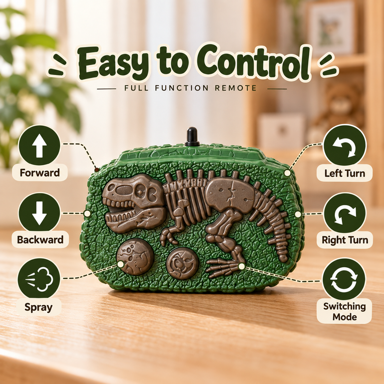 RC Crocodile Toy with Spray Function, LED Lights and Remote Control | 3.7V Rechargeable Battery