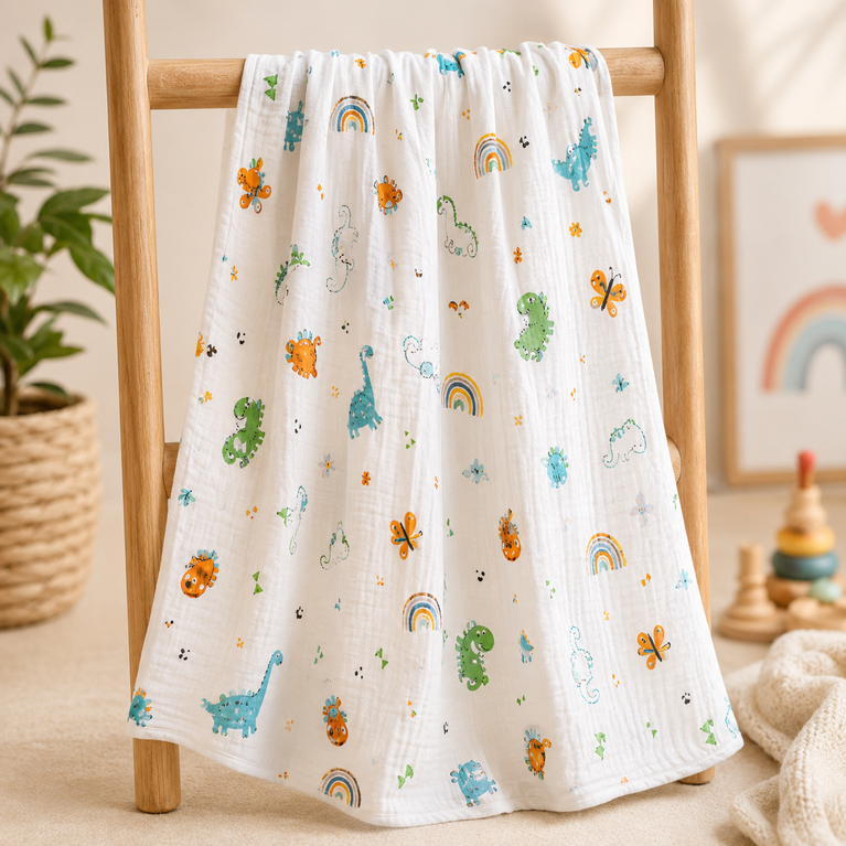 Muslin Cotton Baby Swaddle Wrap Blanket (Pack of 3) | Ultra Soft Breathable Newborn Receiving Blanket | Multi-Print Baby Swaddle Set