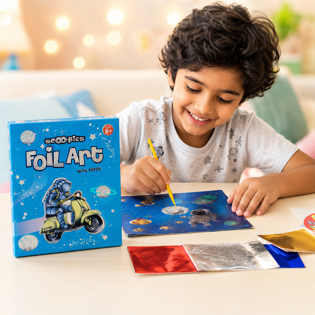 Space Foil Art Craft Kit for Kids | DIY Metallic Sticker Activity Set (6+ Years)