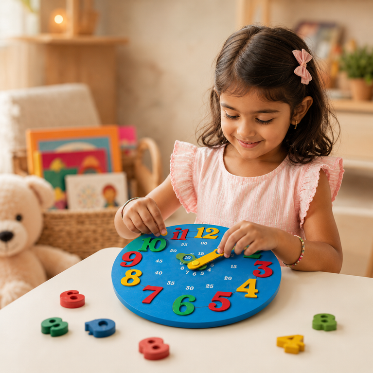 Kids Learning Clock Toy with Movable Hands | Educational Time Teaching Clock for Preschool & Montessori Learning