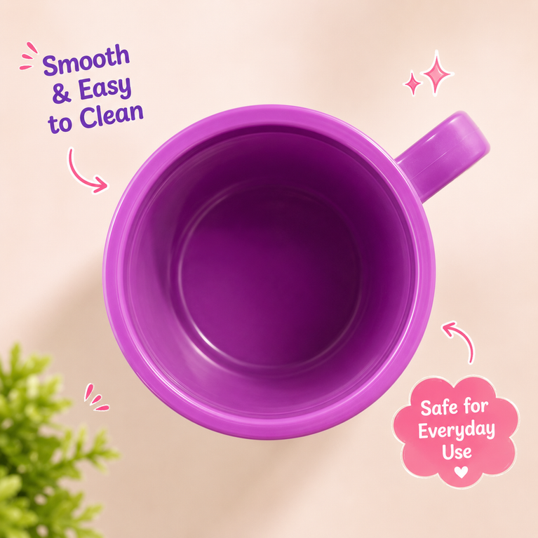 Unicorn Plastic Mug with Lid; Handle | Cute Reusable Drinking Mug | BPA-Free | Purple