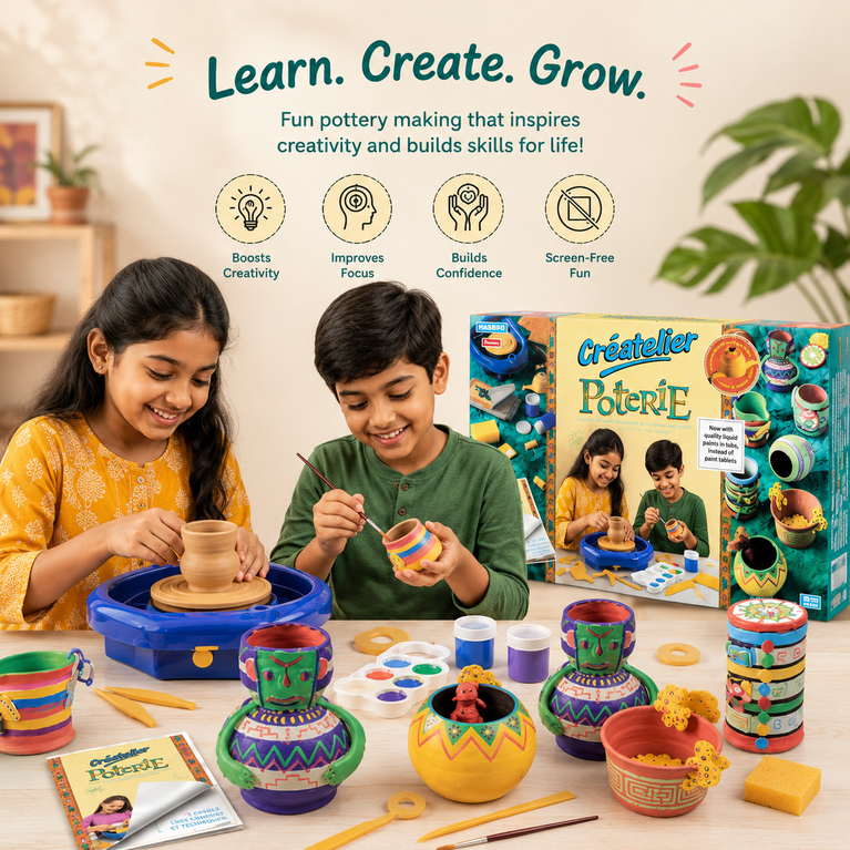 Pottery Wheel Art & Craft Kit for Kids | DIY Pottery Making & Painting Set | Creative Educational Toy (8+ Years)