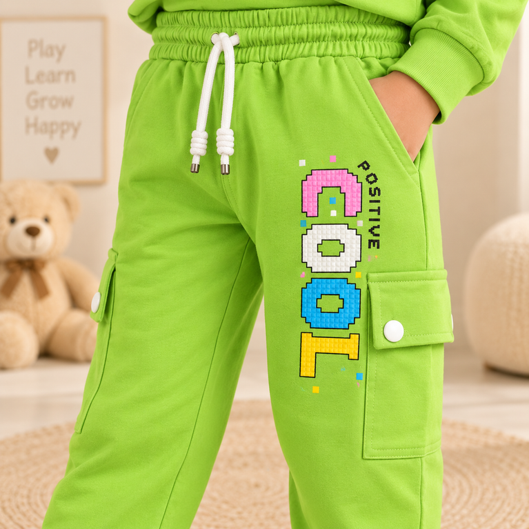 Green Cool Vibes Hoodie & Jogger Set | Kids Co-ord Set