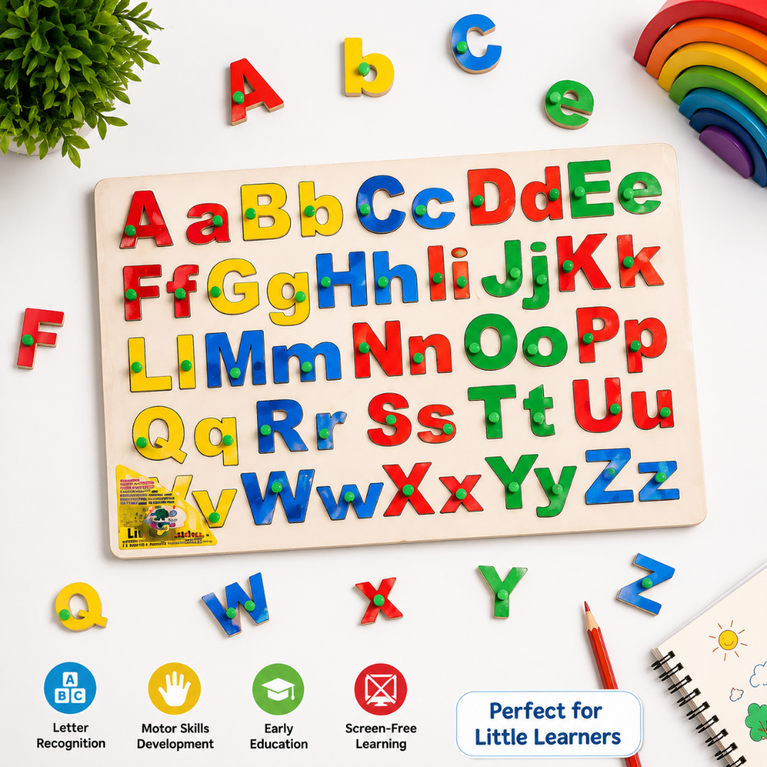 Wooden Alphabet Puzzle Board for Kids | ABC Learning & Letter Recognition Educational Toy