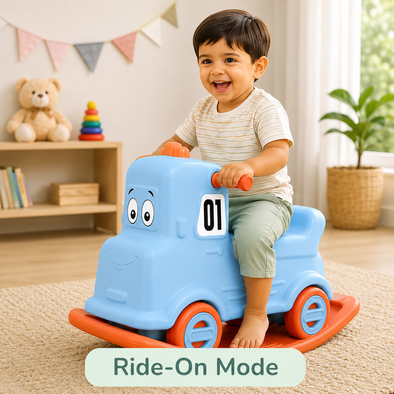 2-in-1 Rocking Ride-On Car for Toddlers – Convertible Baby Rider & Rocker Toy with Anti-Slip Base, Easy-Grip Handles and Smooth Wheels