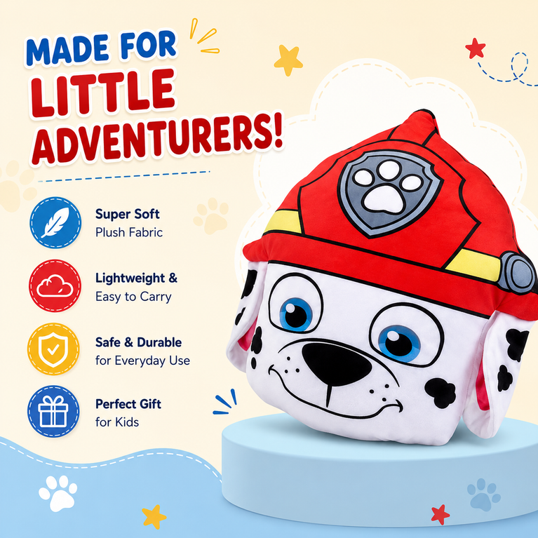 Kids Fire Rescue Puppy Plush Cushion – Soft & Huggable Stuffed Pillow Toy