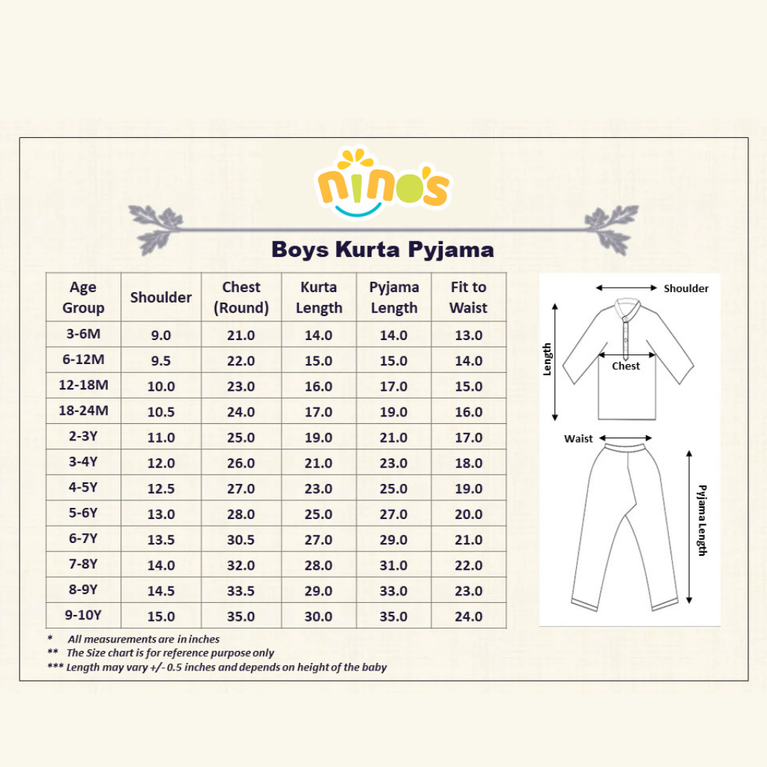 NINOS Multi-Color Printed Kurta Pajama Set – Festive & Ethnic Wear for Boys