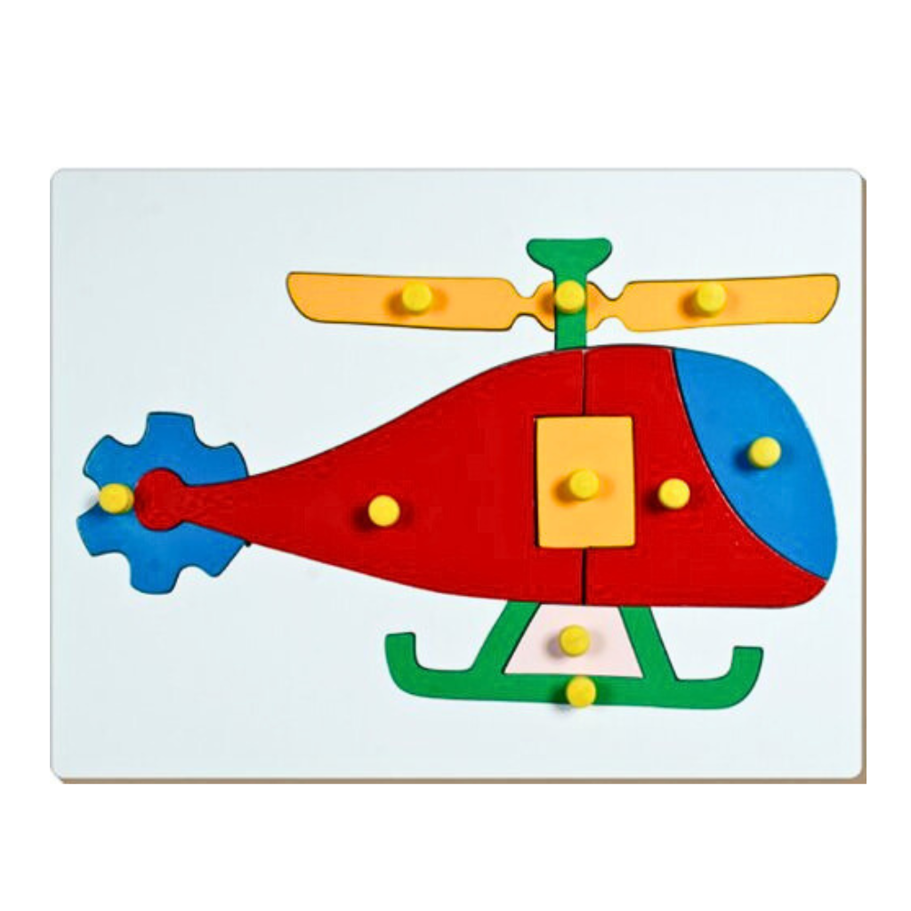 Little Genius-Inset Tray Large Helicopter, Kid, Multicolor