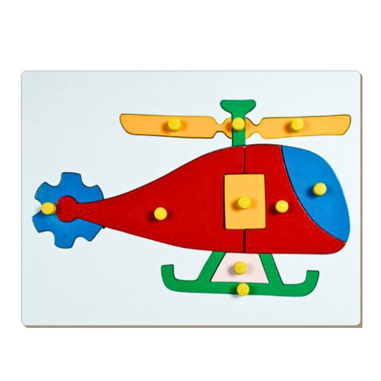 Little Genius-Inset Tray Large Helicopter, Kid, Multicolor