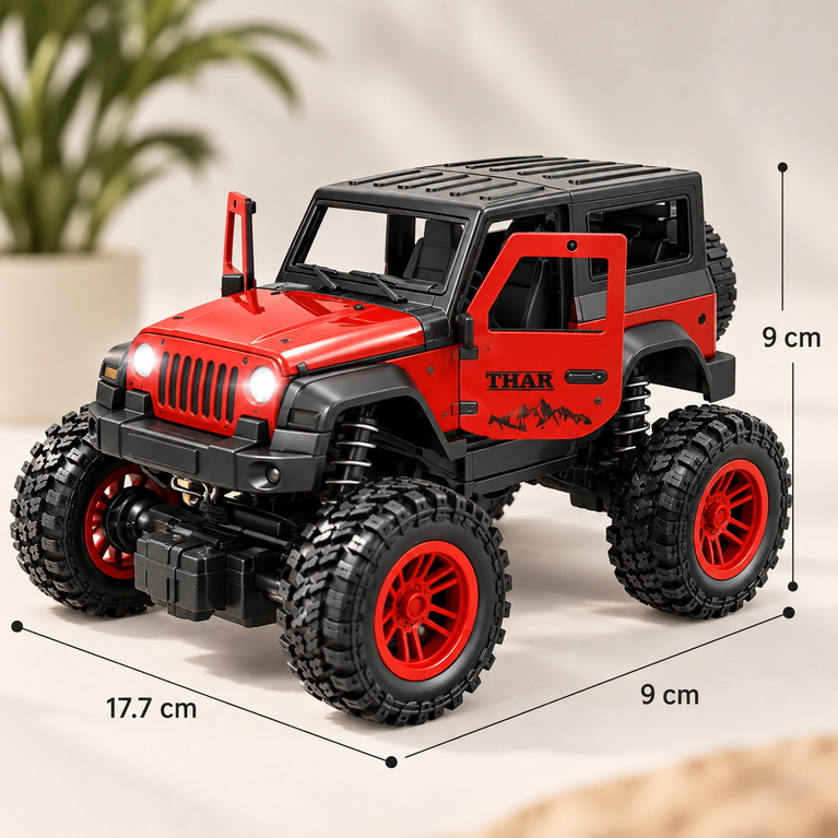 RC Off-Road Jeep with LED Lights, Shock Absorbers and USB Charging