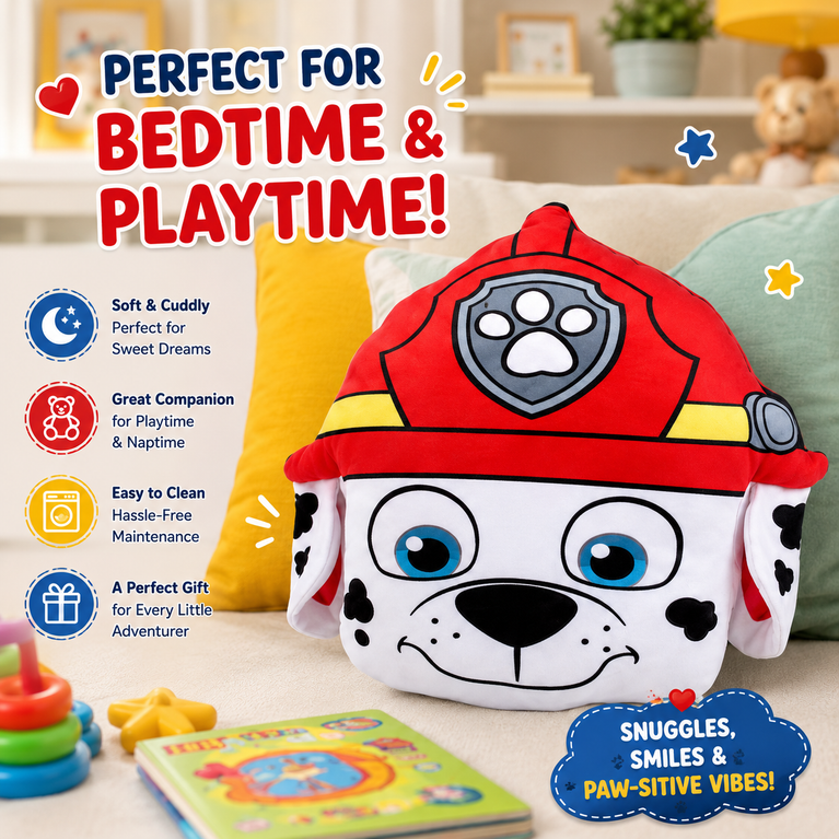 Kids Fire Rescue Puppy Plush Cushion – Soft & Huggable Stuffed Pillow Toy