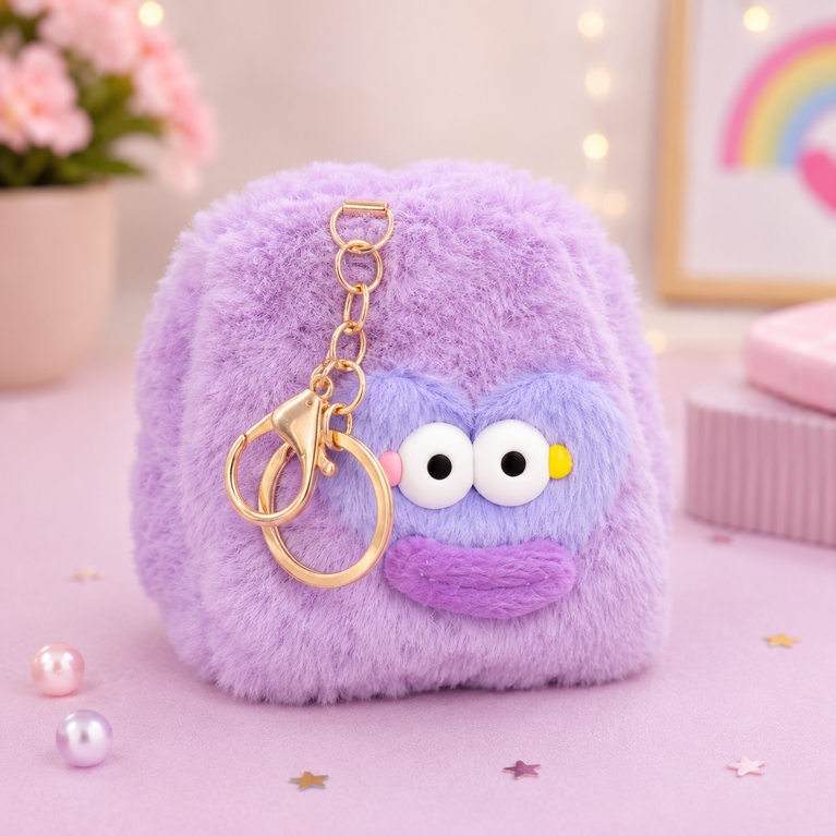 Cute Plush Mini Coin Purse Keychain for Kids