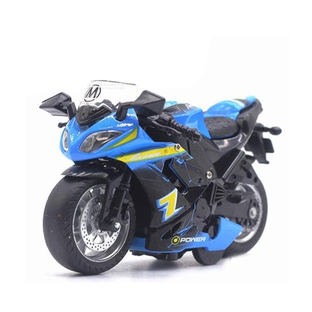 Ninos- Die-Cast Pull Back Model Toy Sports Bike with Sound & Light Lights Motorcycle