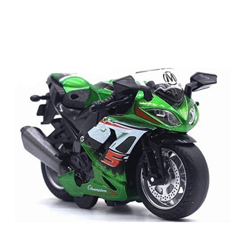 Ninos- Die-Cast Pull Back Model Toy Sports Bike with Sound & Light Lights Motorcycle