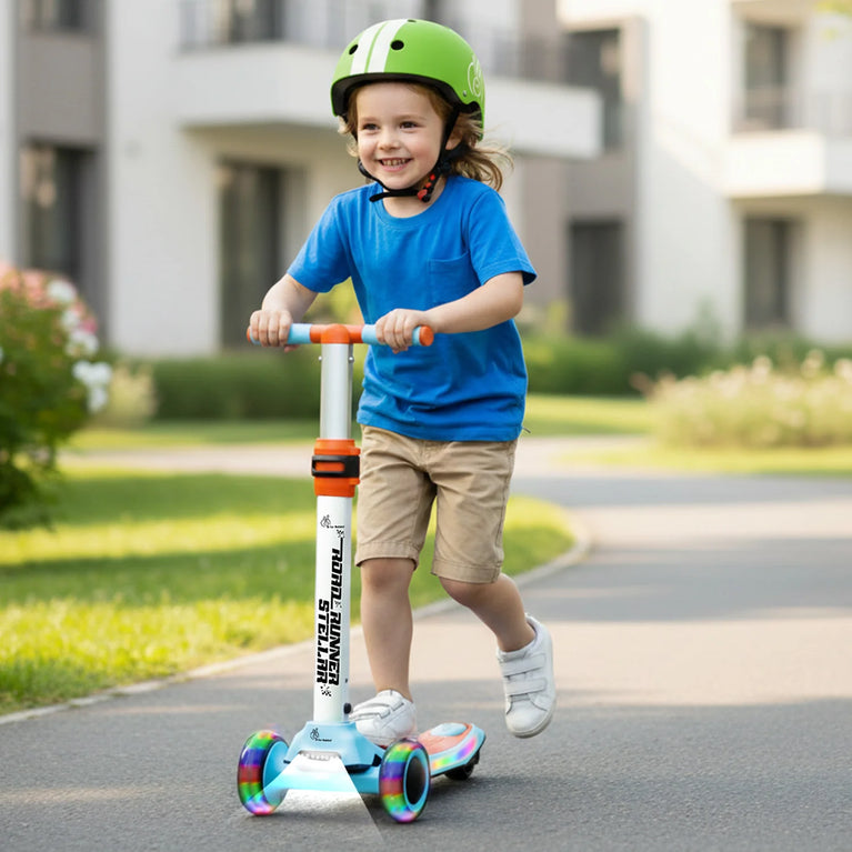 R for Rabbit Road Runner Stellar Kids Scooter with Bluetooth Music & Lights 3 Level Height Adjustable LED PU Wheels Kick Scooter