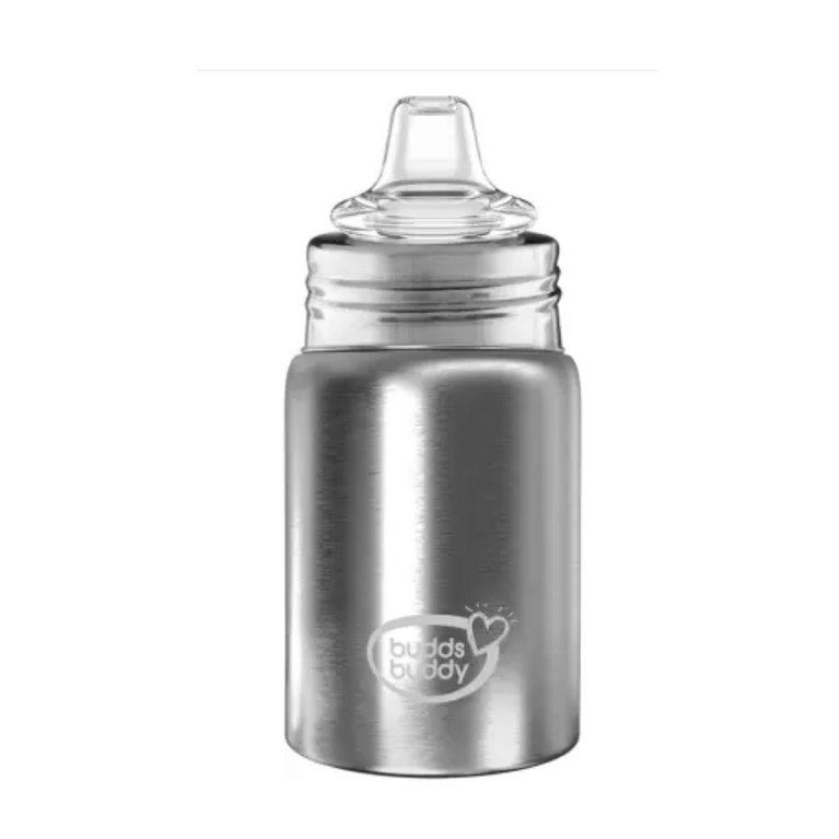 Budds Buddy Premium Stainless Steel 2 in 1 Wide Neck Feeding Bottle - 300ml  (Silver)