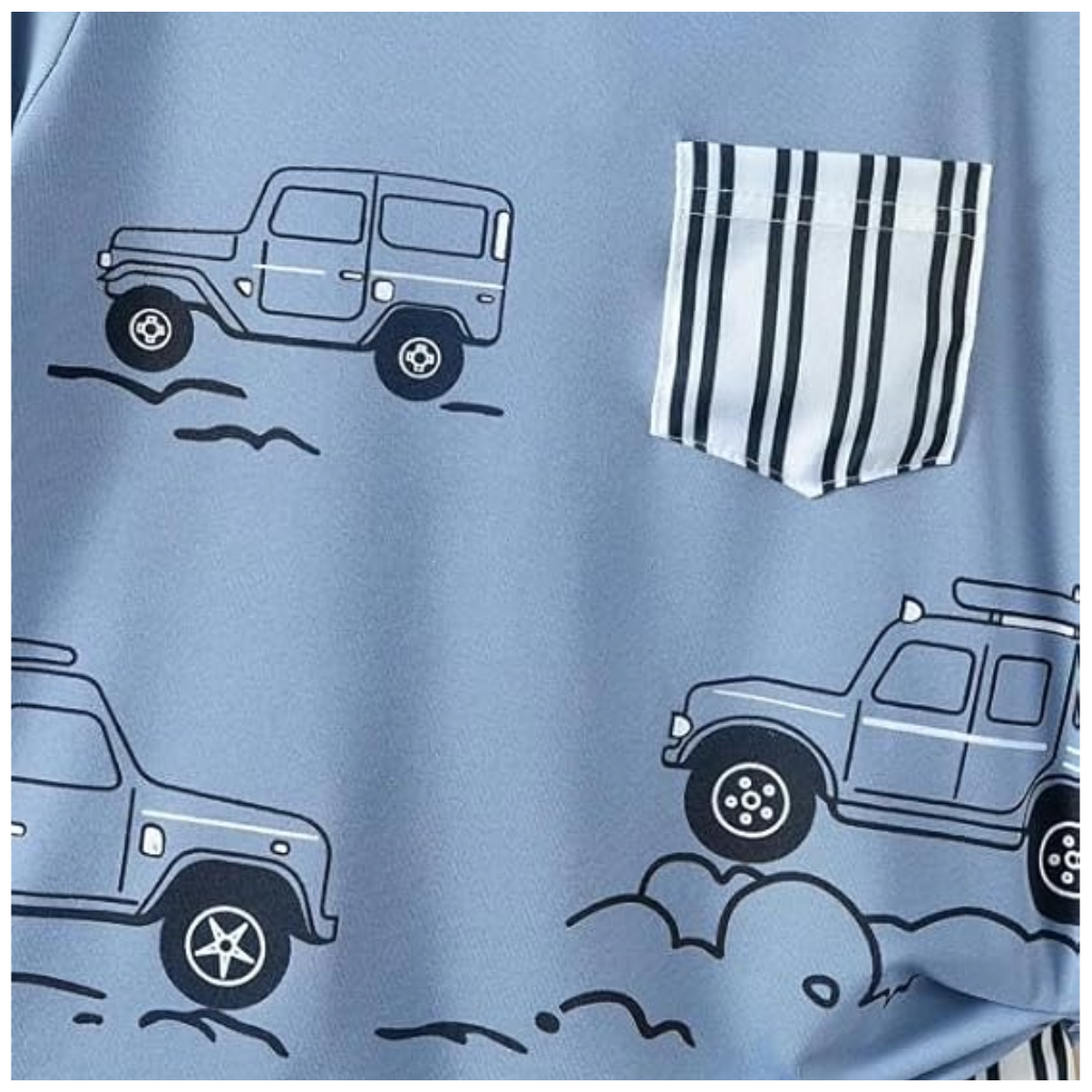 Chocolate Baby-Kids Cotton Knit Half Sleeves T-Shirt And Shorts Set With Jeep Print
