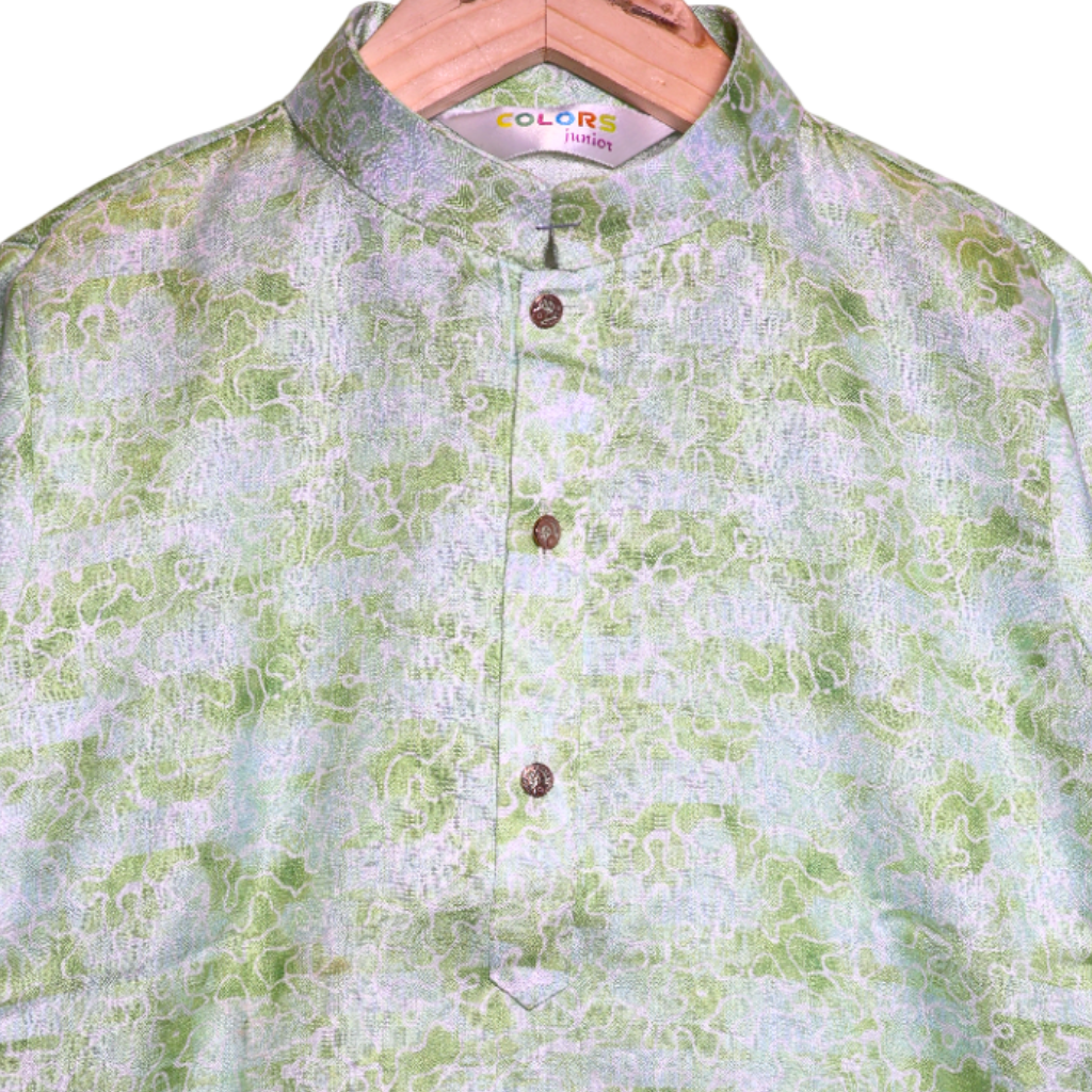 Colors Junior- Mandarin Collar Beautiful Texture Printed Full Sleeves Regular Kurta Pajama Set