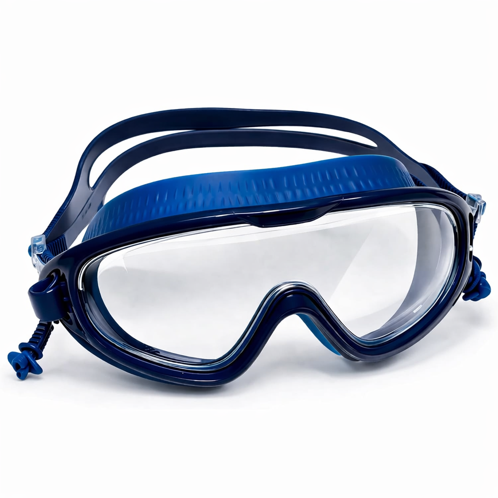 Swimming Goggles for Kids and Adults Anti Fog UV Protection Wide View Big Glasses with Connected Ear Plugs