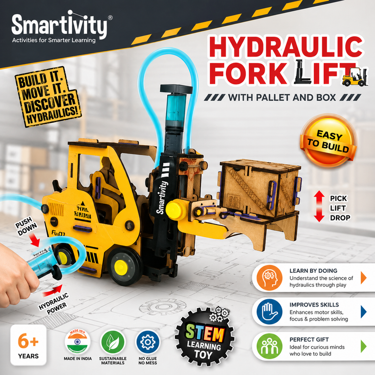 Smartivity Hydraulic Forklift STEM Toy – Build, Learn & Play
